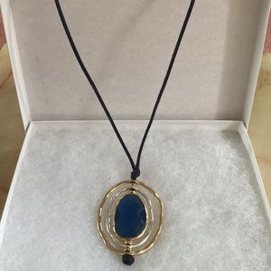 Bella Gold & Silver Necklace with gorgeous blue stone